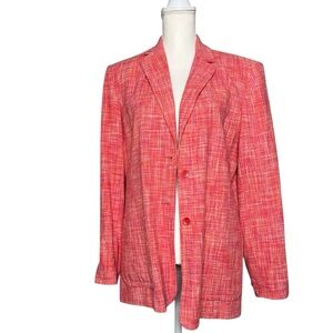 Talbots Pure Silk Women’s Pink Tweed Blazer Jacket Size 12